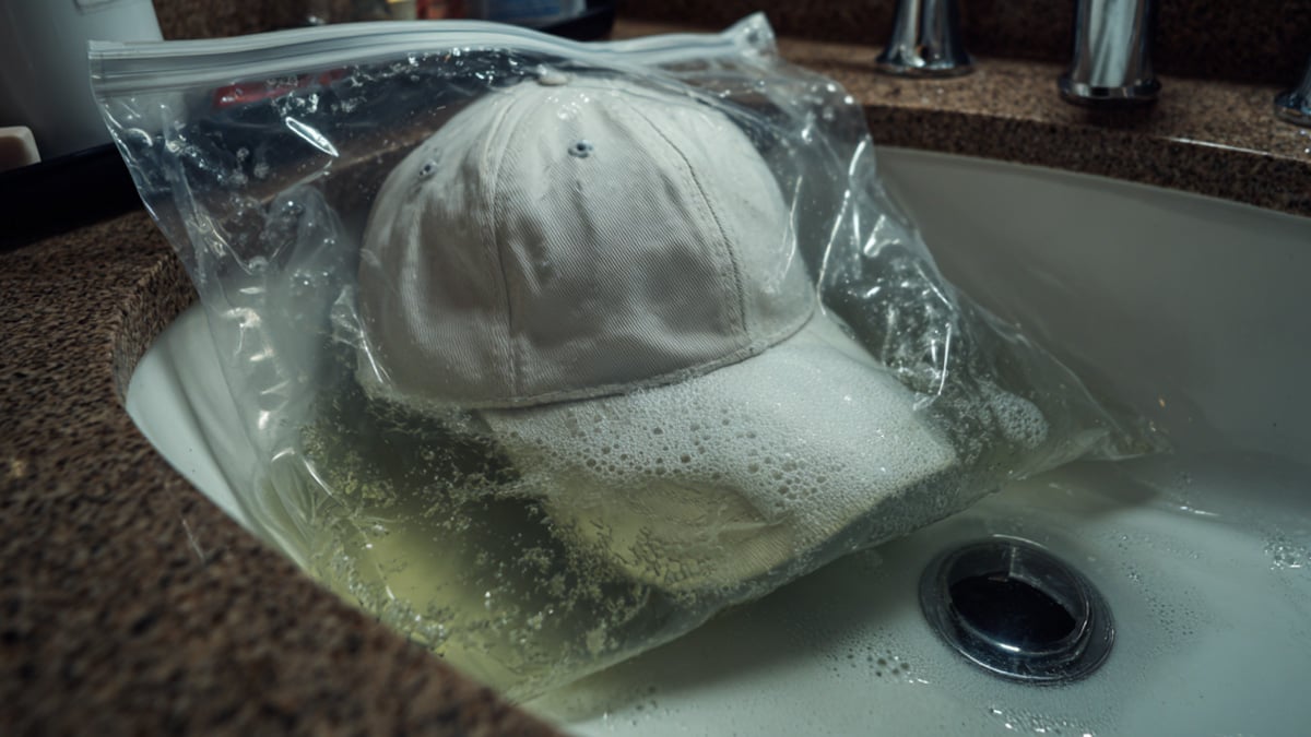 지퍼백에 넣은 모자