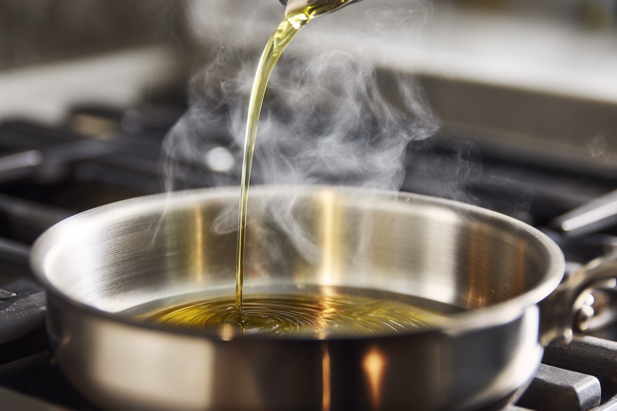 기름을 두르는 팬 기름을 두르는 팬