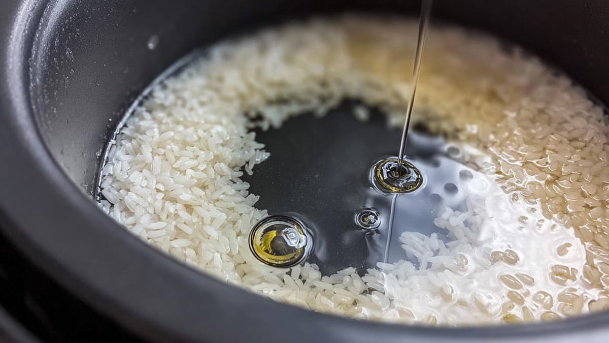 밥 짓기 전 식물성 기름 한 스푼