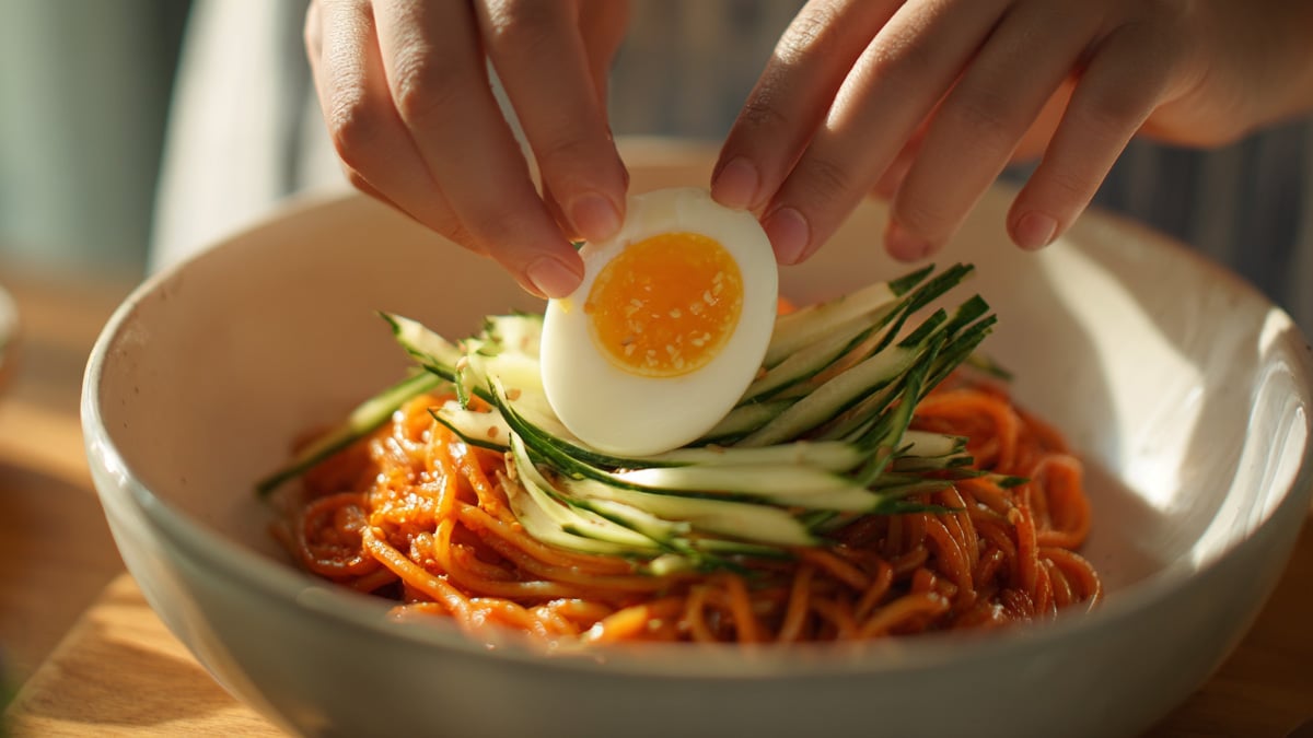 레시피로 만든 양념장으로 완성된 비빔면 레시피로 만든 양념장으로 완성된 비빔면