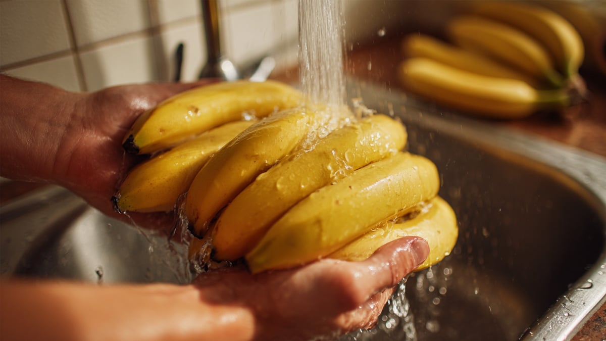 바나나 물에 씻기 바나나 물에 씻기