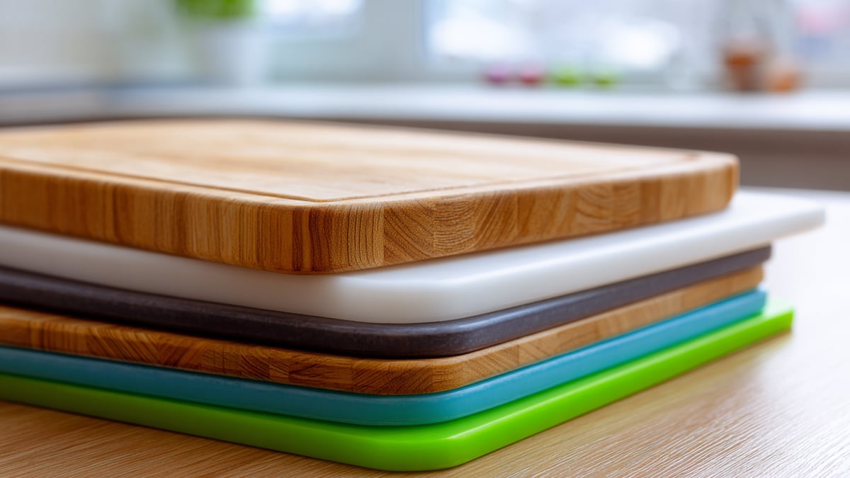 다른 재질의 도마를 모아놓은 이미지