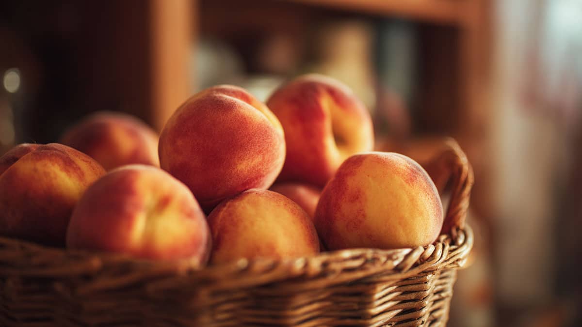 실온에 보관중인 복숭아 