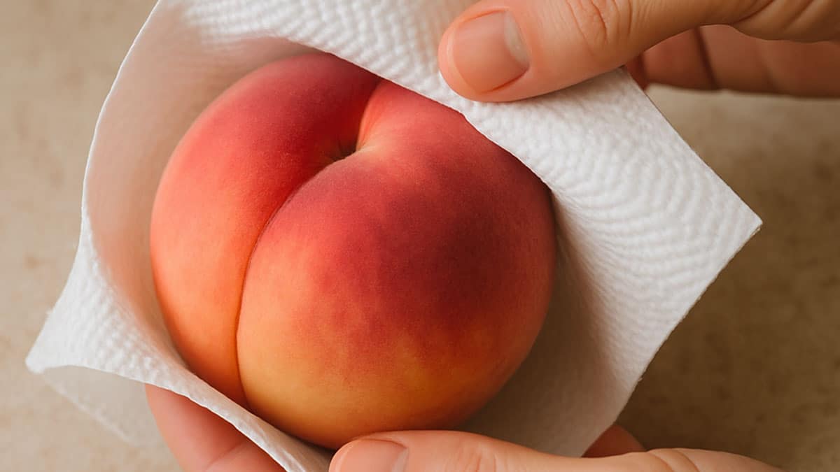 키친타올에 감싼 복숭아
