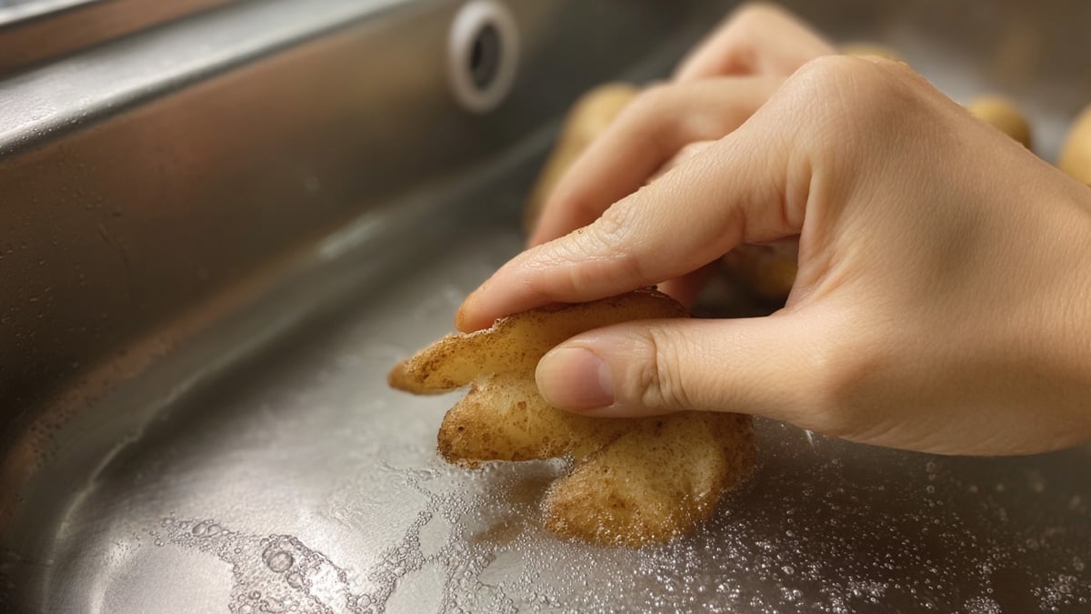 싱크대 물때 제거에 효과적인 감자 껍질