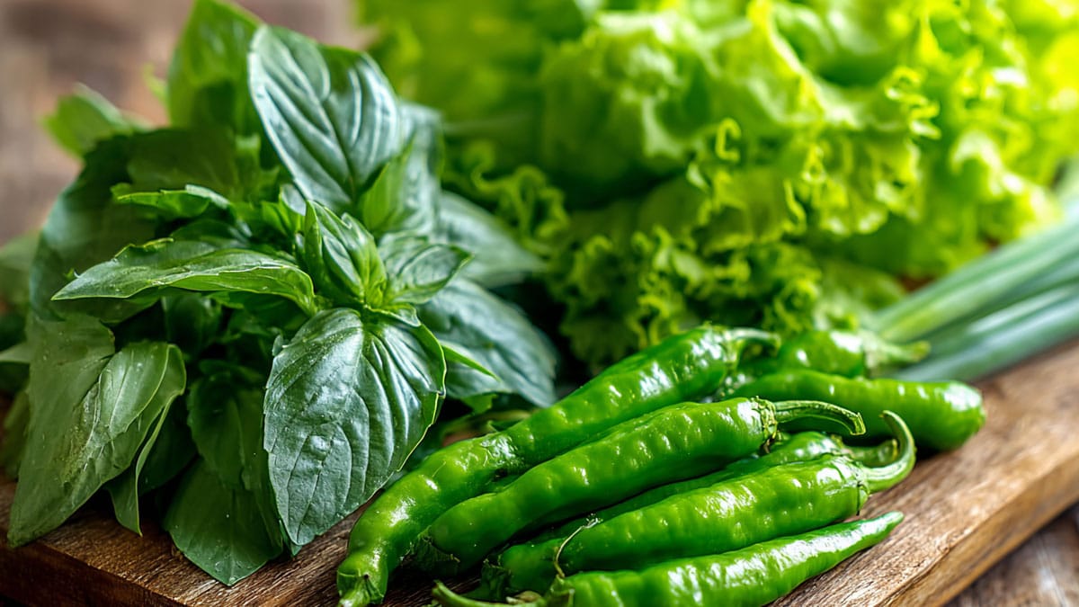 고추, 상추, 바질, 쪽파 고추, 상추, 바질, 쪽파