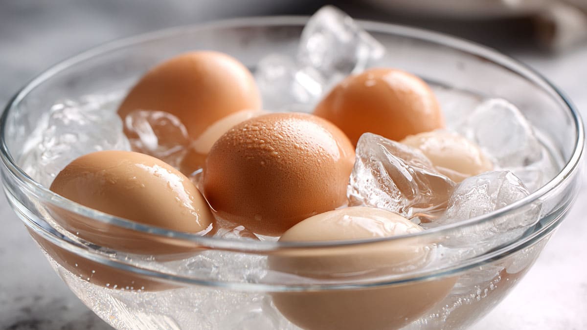 찐 달걀 얼음물에 넣어 놓기 찐 달걀 얼음물에 넣어 놓기