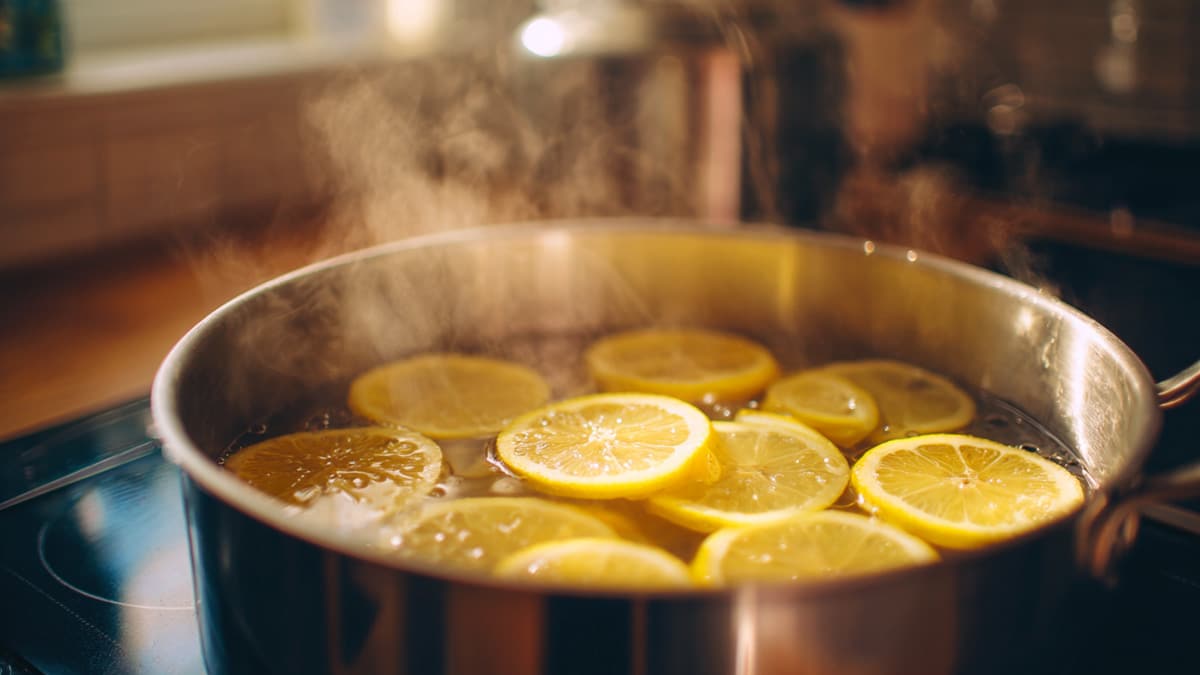 스테인리스 냄비에 담긴 레몬청