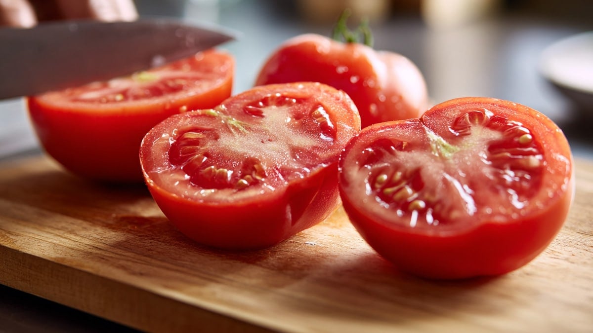 손질중인 토마토 손질중인 토마토