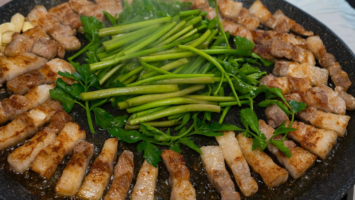 미나리 삼겹살 미나리 삼겹살