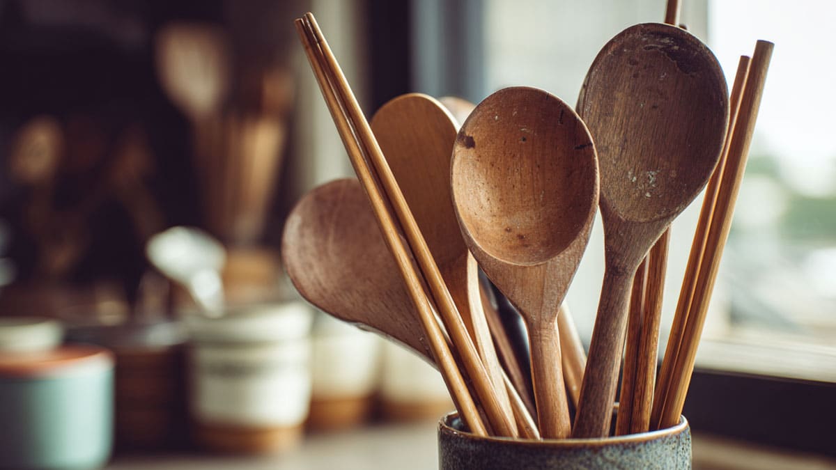 오래된 나무 식기 오래된 나무 식기