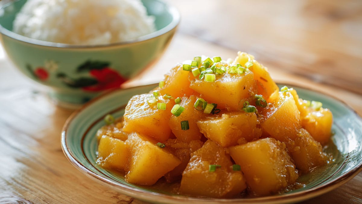 흰쌀밥과 감자조림 반찬