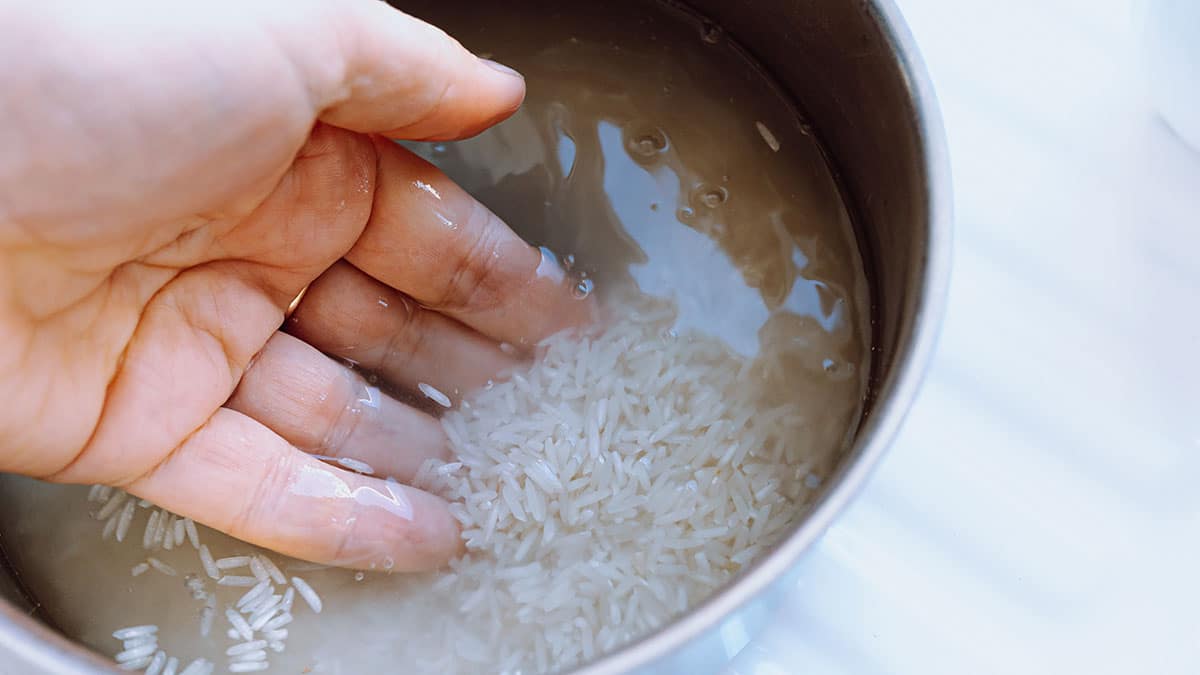 물에 씻는 쌀