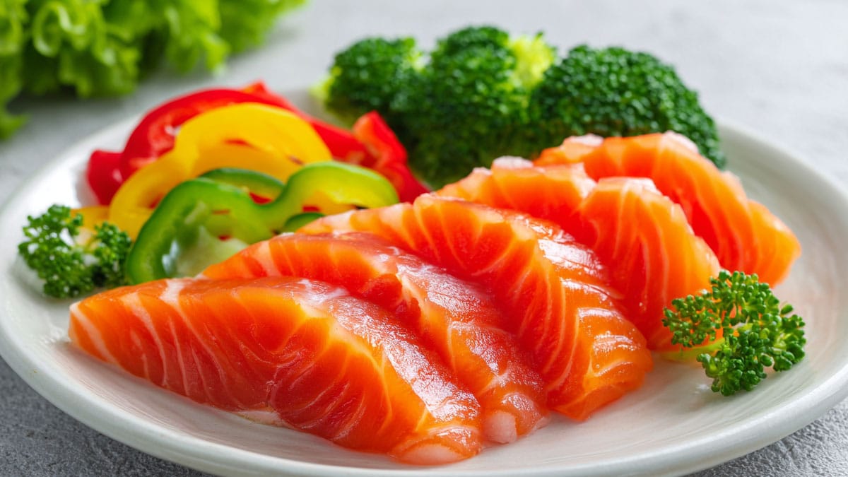 연어회, 브로콜리 파프리카 연어회, 브로콜리 파프리카