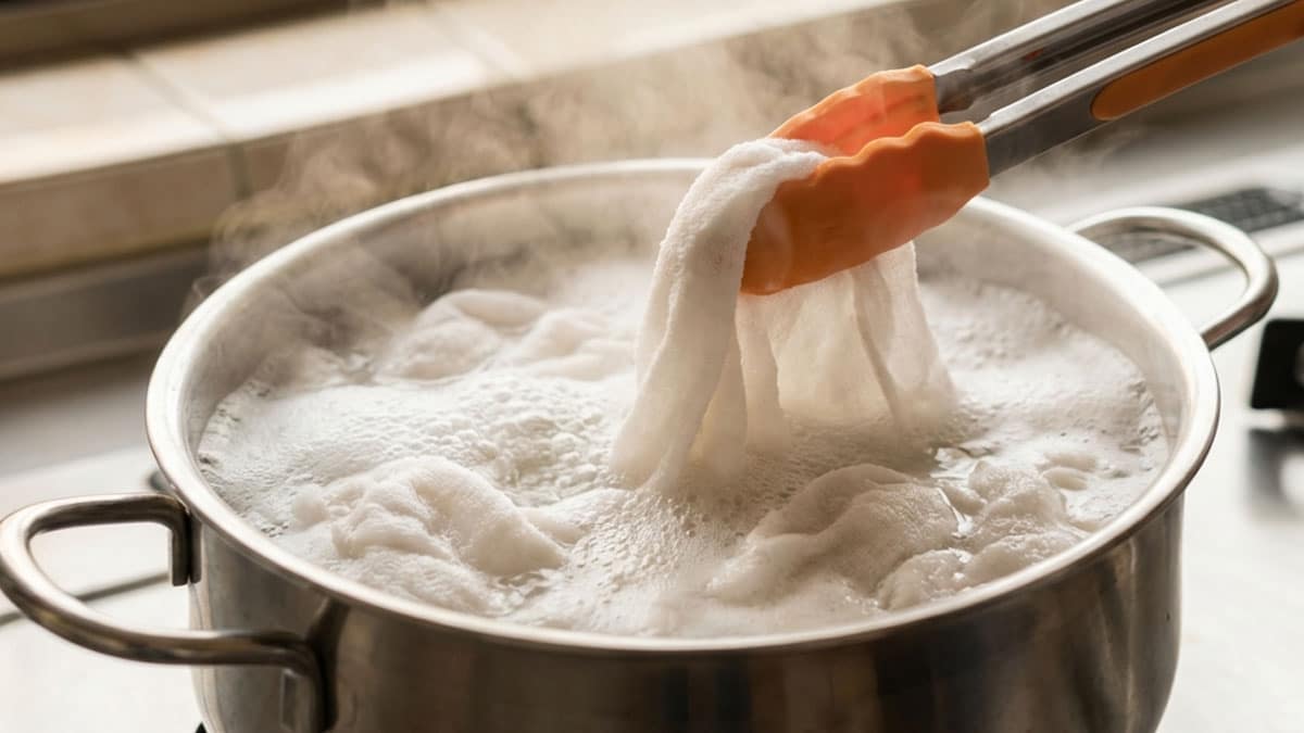 행주 힘들게 삶지 말고 ‘여기’에 넣어보세요…2분 만에 세균 99% 제거됩니다