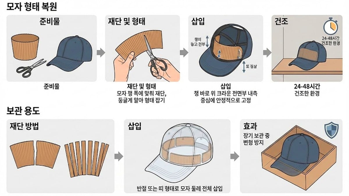 구겨진 모자 컵홀더로 모양 잡는 법