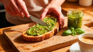 토스트에 바질페스토