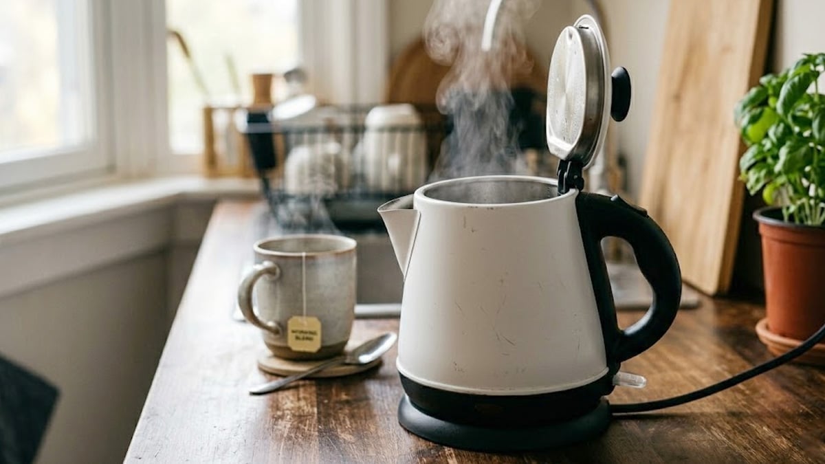 전기포트 뚜껑 열어 놓기