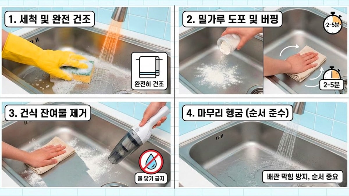밀가루 이용한 싱크대 청소법