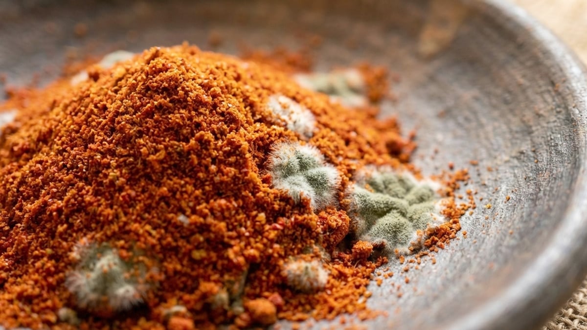 곰팡이가 핀 고춧가루 곰팡이가 핀 고춧가루