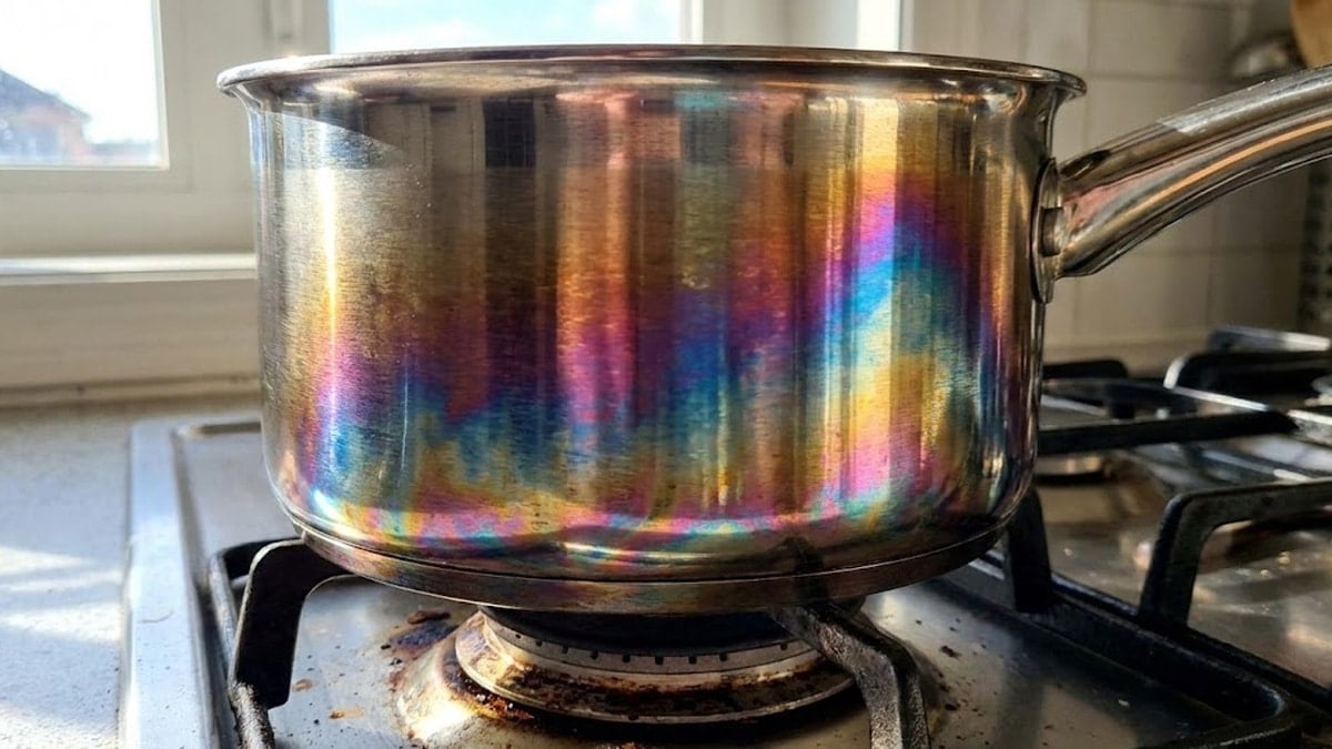 냄비 무지개 무늬 얼룩