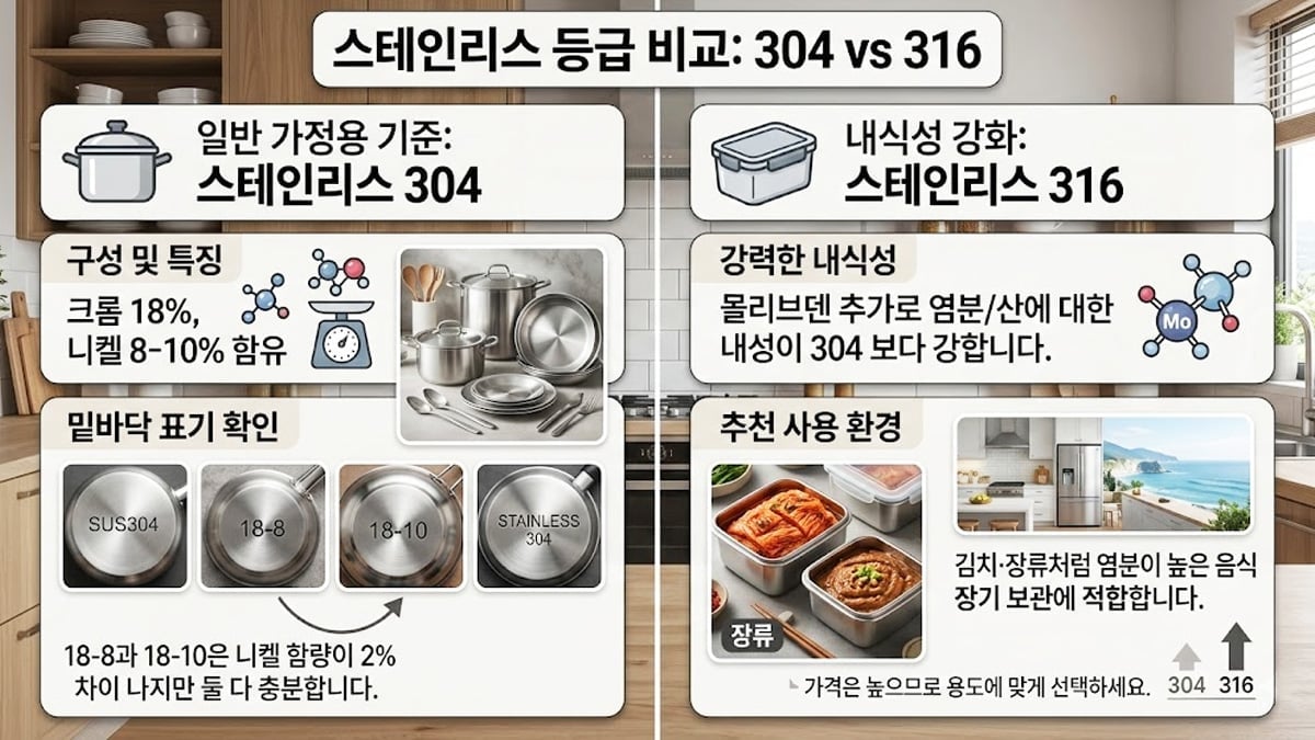 스테인리스 용품 등급 스테인리스 용품 등급