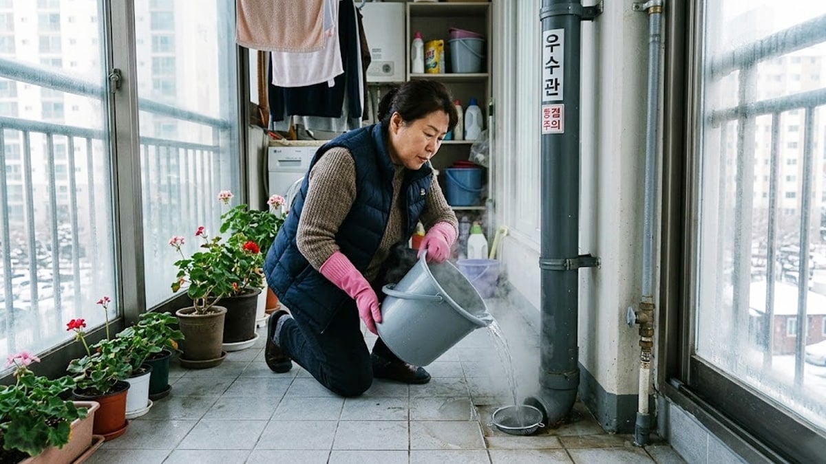냄새나는 베란다 우수관에 ‘이 물’ 부어보세요…악취부터 벌레까지 한 번에 잡습니다