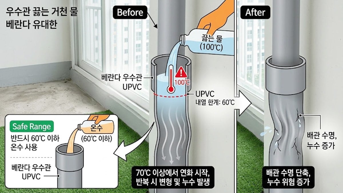 베란다 우수관 청소법