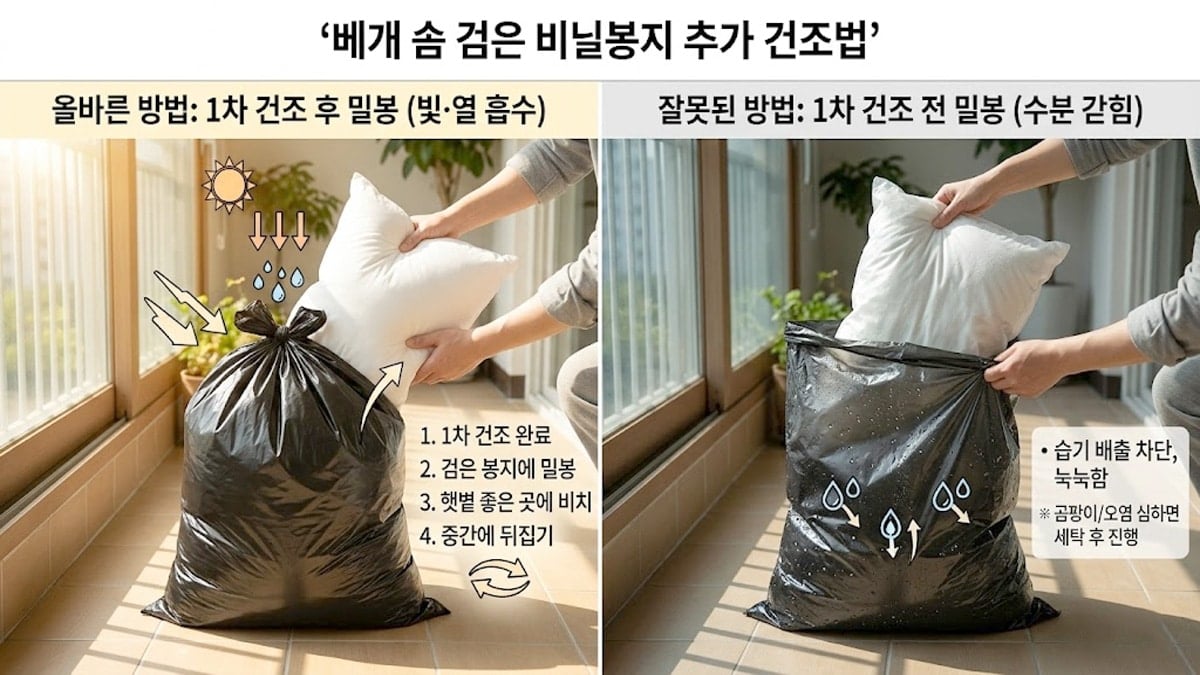 베개 건조 방법