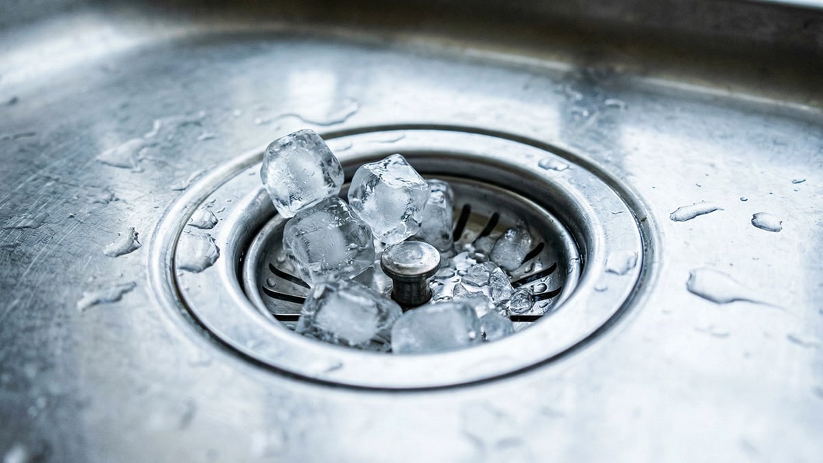 배수구에 얼음