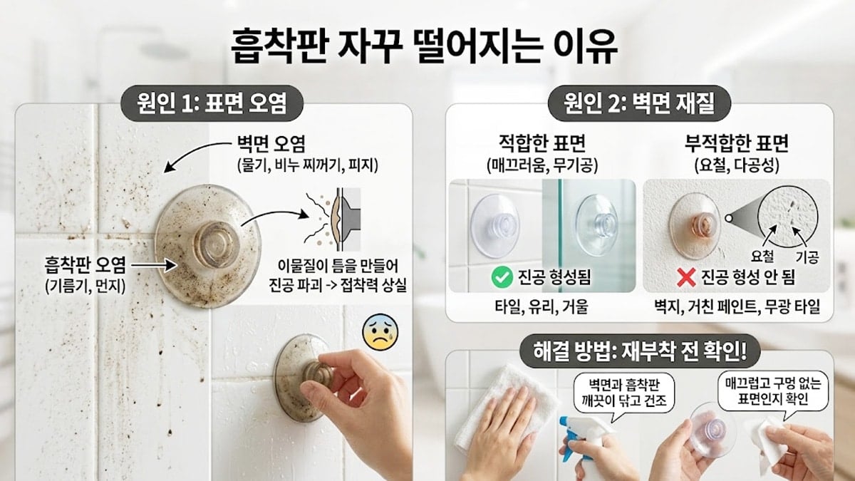 흡착판이 떨어지는 이유 흡착판이 떨어지는 이유