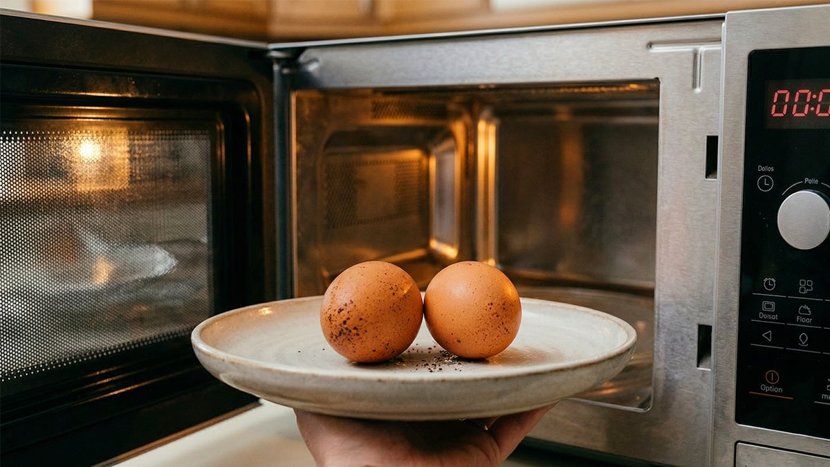 전자레인지 앞에 있는 계란 전자레인지 앞에 있는 계란
