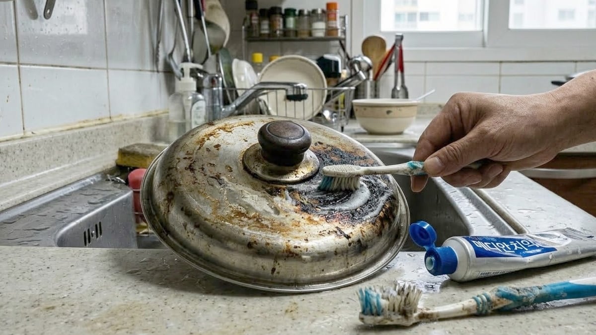 더러운 냄비 뚜껑