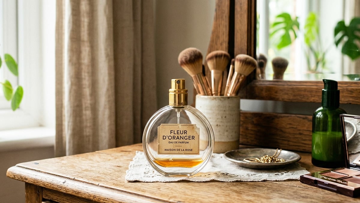 화장대에 놓여있는 향수