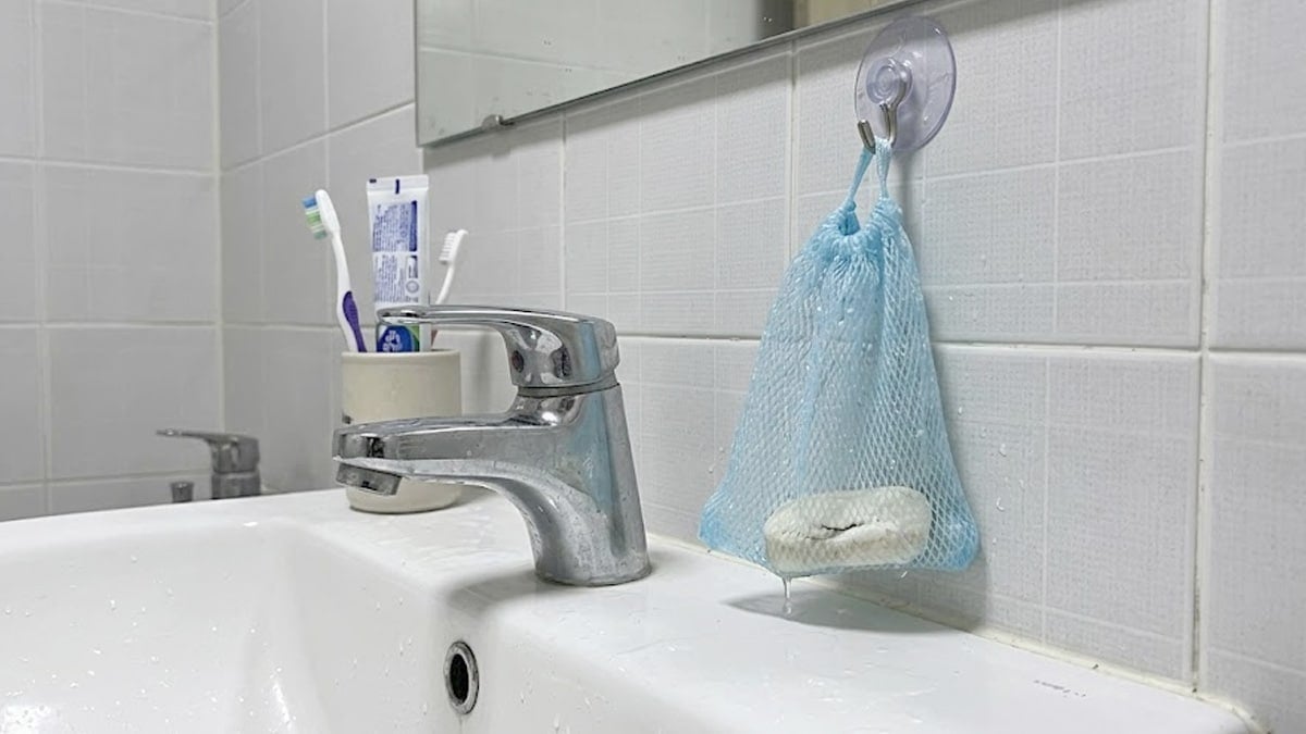 샤워볼로 만든 비누망