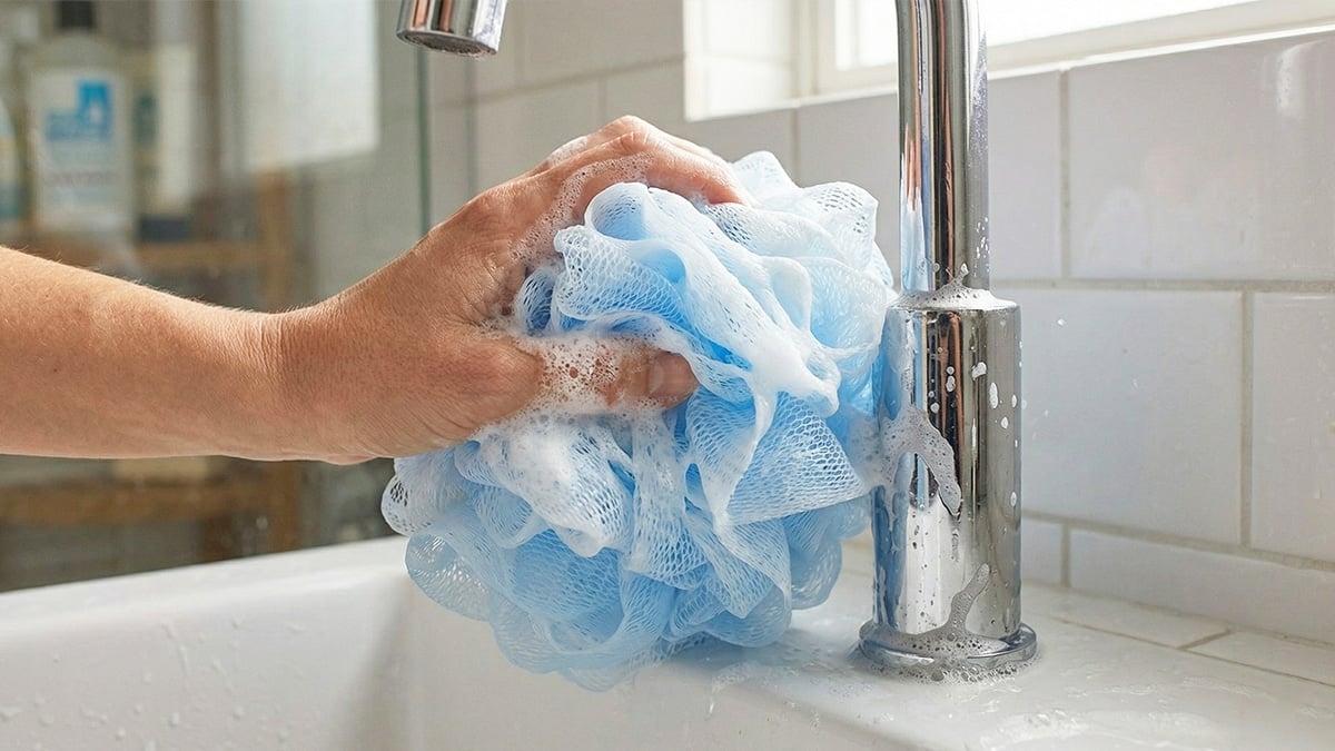 샤워타올로 세면대 청소