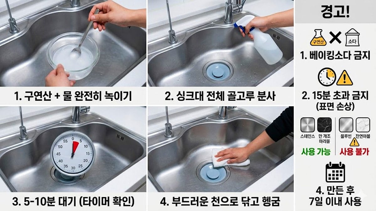 싱크대 석회질 제거 방법