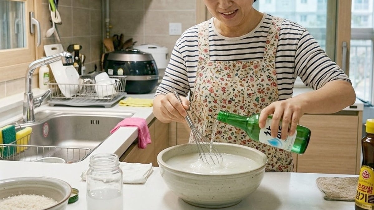 끈적한 주방 바닥에 소주와 ‘이 물’ 섞어서 뿌려보세요…안 닦이던 기름때 싹 없어집니다
